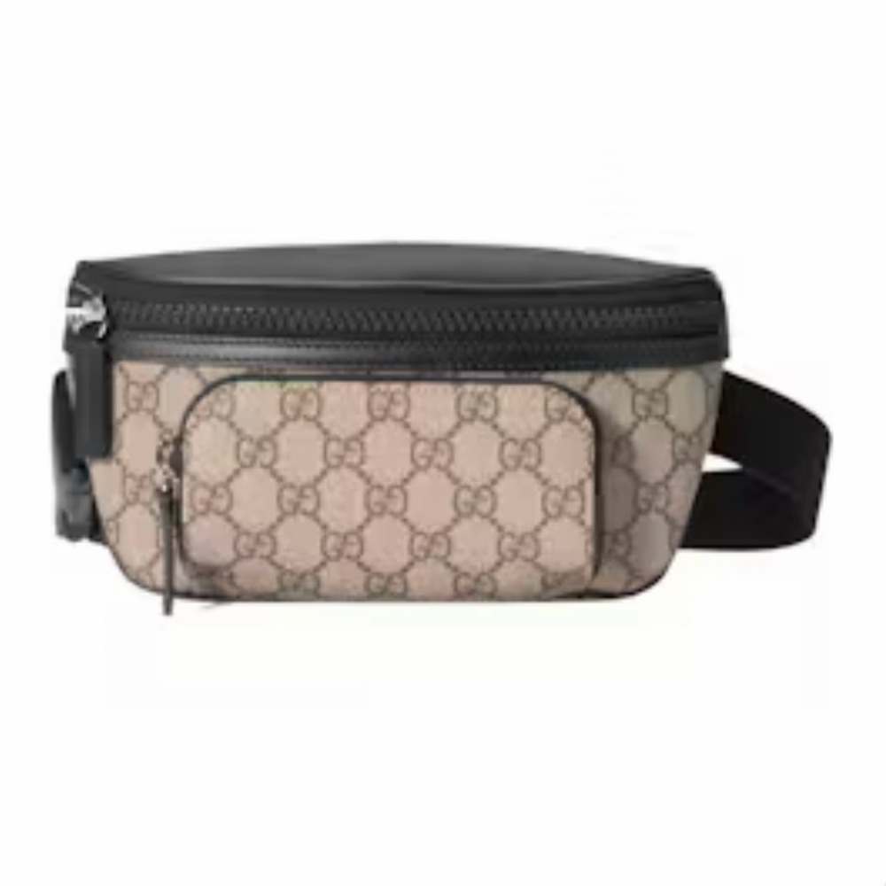 Gucci Brown and Black Belt Bag with Signature Monogram